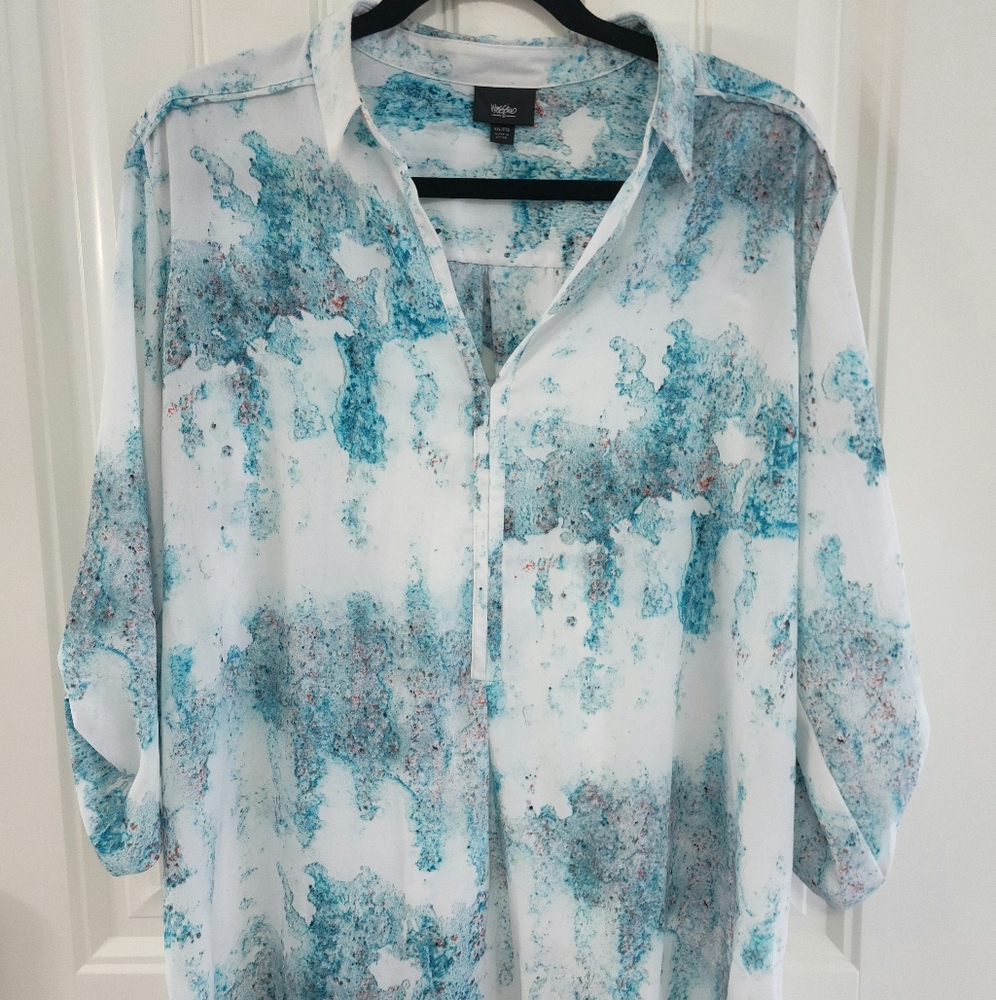 MOSSIMO aqua watercolor top